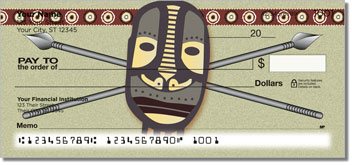 African Tribal Mask Design Checks