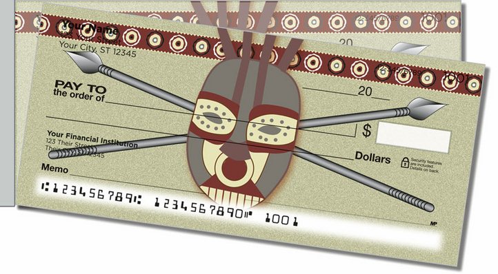African Tribal Mask Side Tear Personal Checks