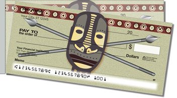 African Tribal Mask Side Tear Design Checks