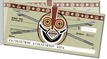 African Tribal Mask Side Tear Personalized Checks