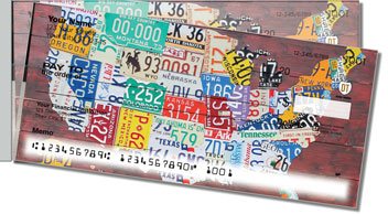 Americana License Plate Side Tear Personalized Checks
