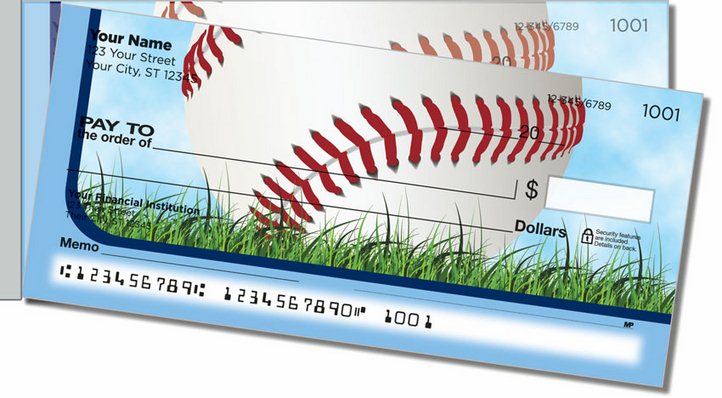 Blue Baseball Fan Side Tear Personal Checks