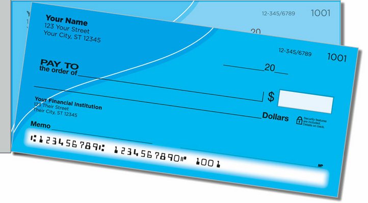 Blue Curve Side Tear Personal Checks