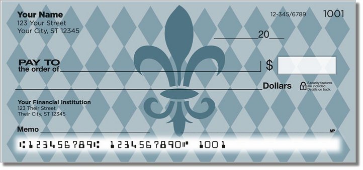 Blue Fleur de Lis Personal Checks