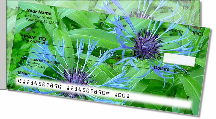 Blue Flower Side Tear Personal Checks