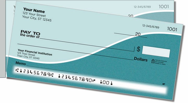 Blue Graceful Line Side Tear Personal Checks