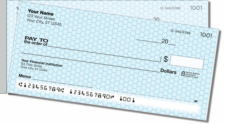 Blue Honeycomb Side Tear Personal Checks