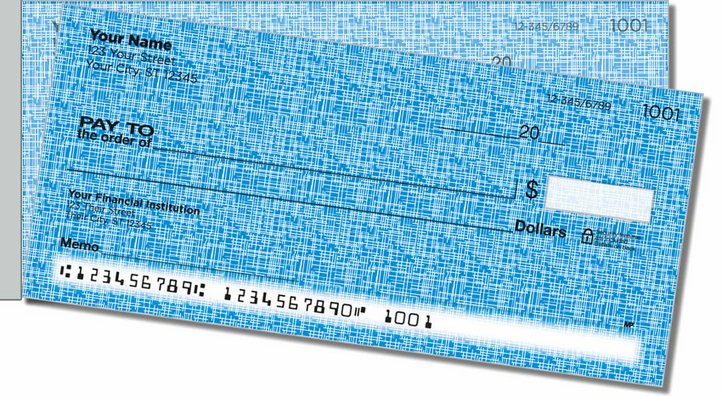 Blue Linen Side Tear Personal Checks