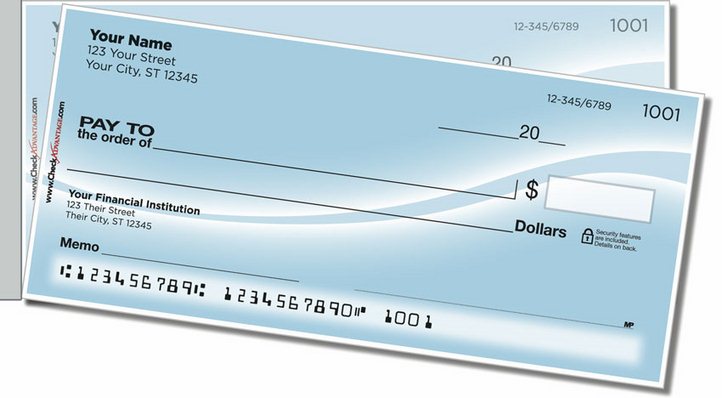 Blue Swoosh Side Tear Personal Checks