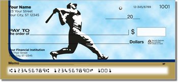 Blue and Gold Baseball Fan Personalized Checks
