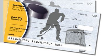 Blue and Gold Hockey Side Tear Personalized Checks