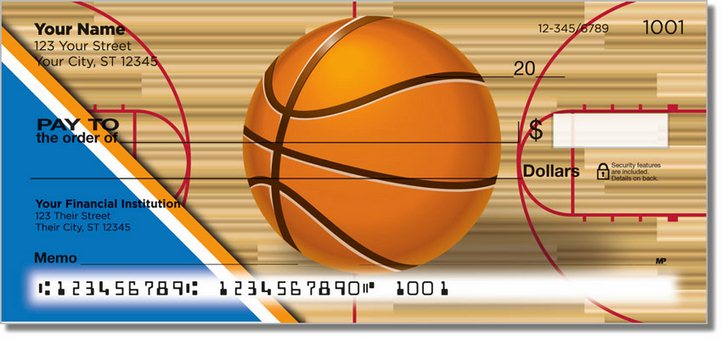 Blue and Orange Basketball Personal Checks