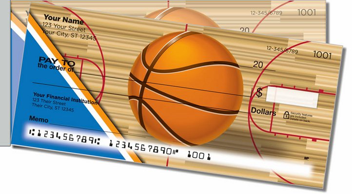 Blue and Orange Basketball Side Tear Personal Checks