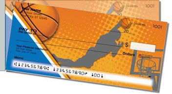 Blue and Orange Basketball Side Tear Personalized Checks