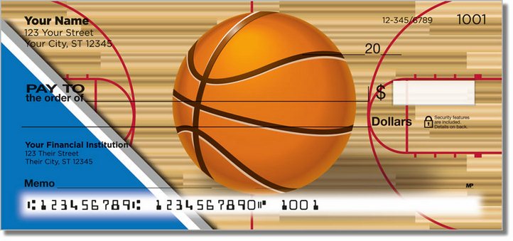 Blue and Silver Basketball Personal Checks