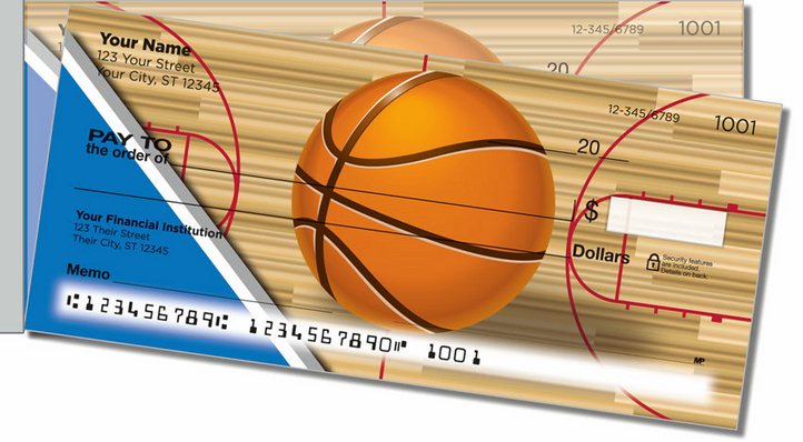 Blue and Silver Basketball Side Tear Personal Checks