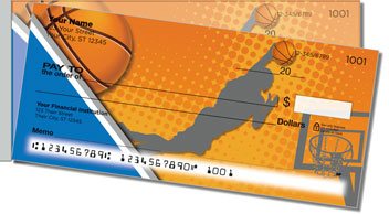 Blue and Silver Basketball Side Tear Personalized Checks