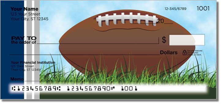 Blue and Silver Football Fan Personal Checks