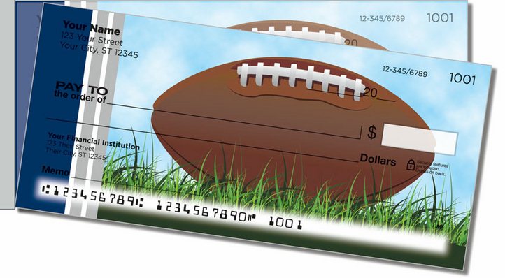Blue and Silver Football Fan Side Tear Personal Checks