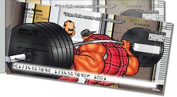 Bodybuilder Cartoon Side Tear Personalized Checks