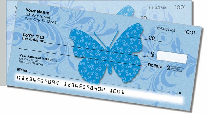 Butterfly Print Side Tear Personal Checks