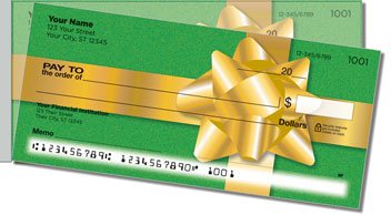 Christmas Bow Side Tear Personalized Checks