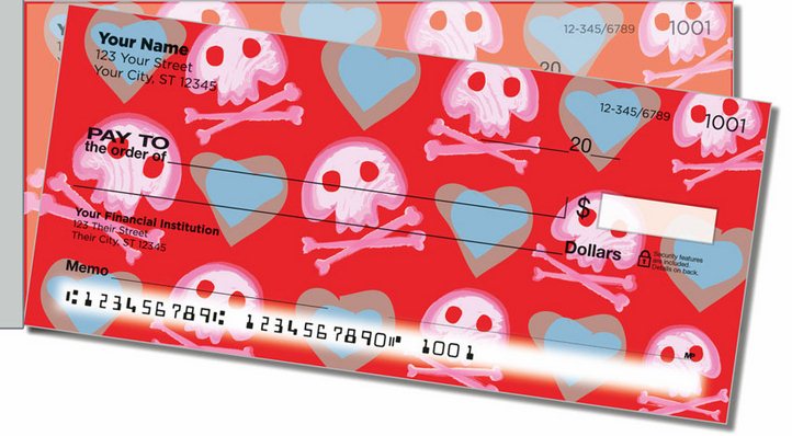 Cute Skull and Crossbones Side Tear Personal Checks