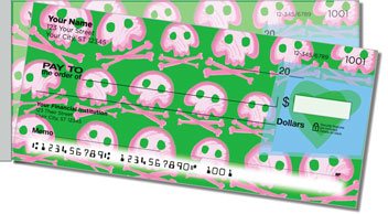 Cute Skull and Crossbones Side Tear Design Checks