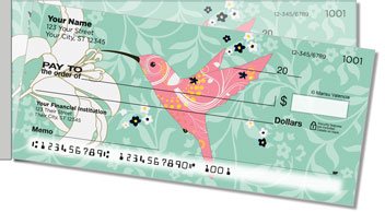 Floral Hummingbird Side Tear Personalized Checks