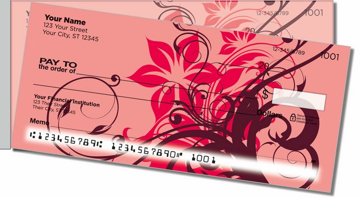Floral Scroll Side Tear Personal Checks
