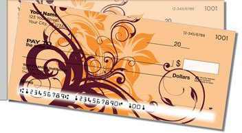 Floral Scroll Side Tear Personalized Checks