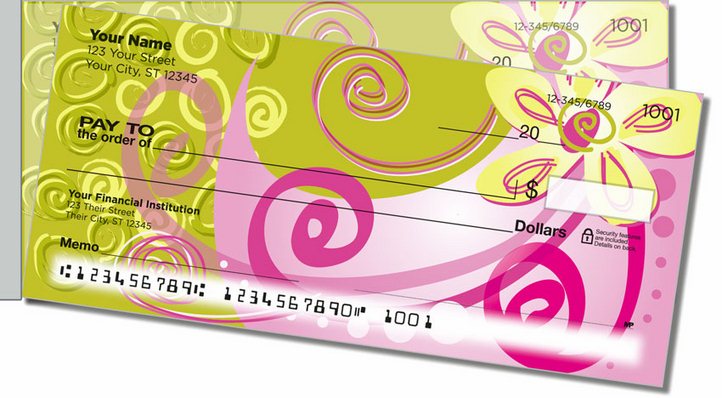 Floral Sketch Side Tear Personal Checks