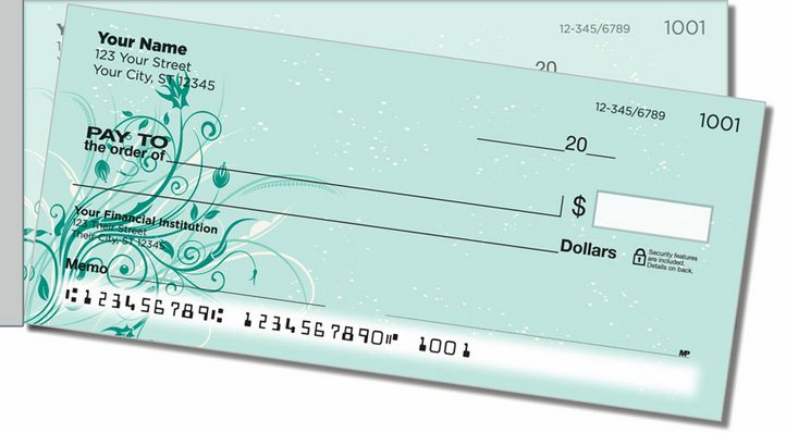 Flower-Filled Corner Side Tear Personal Checks