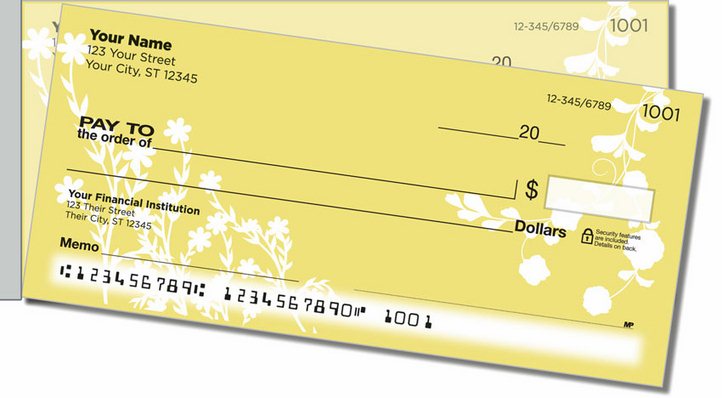 Flower Silhouette Side Tear Personal Checks
