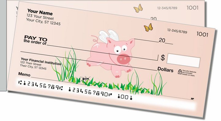 Flying Pig Side Tear Personal Checks