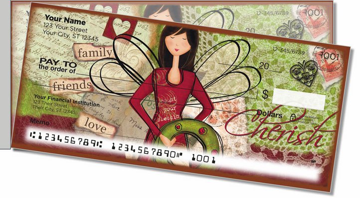Folk Christmas Side Tear Personal Checks