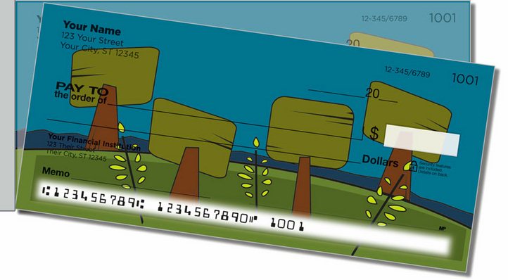 Folk Tree Side Tear Personal Checks