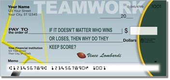 Football Quote Personalized Checks