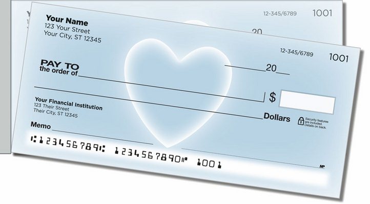 Glowing Heart Side Tear Personal Checks