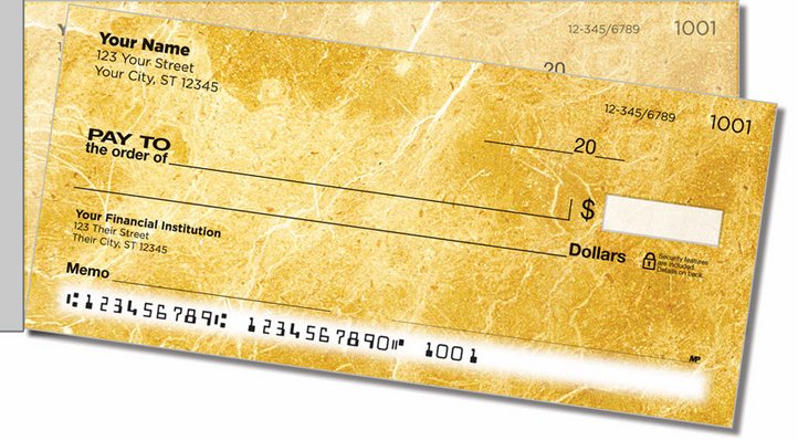 Gold Marble Side Tear Personal Checks
