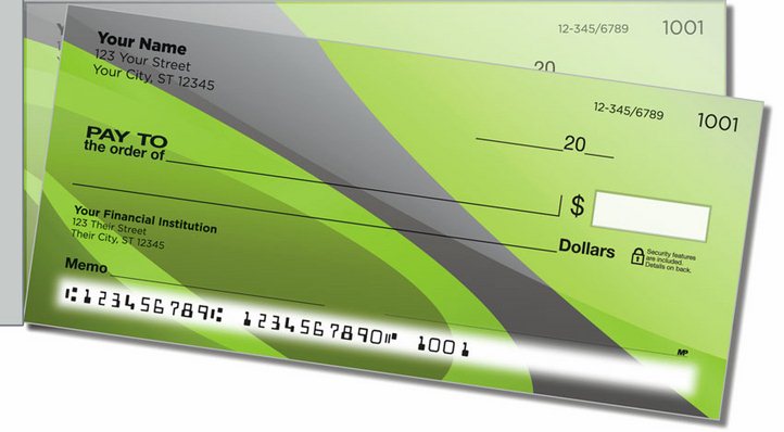 Gray Swoosh Side Tear Personal Checks