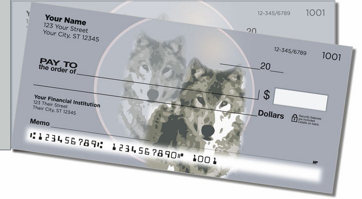 Gray Wolf Side Tear Personal Checks