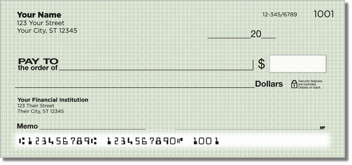 Green Cross-Hatch Personal Checks
