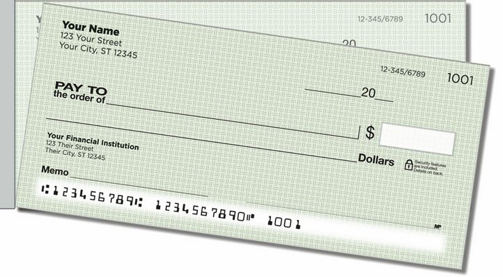Green Cross-Hatch Side Tear Personal Checks