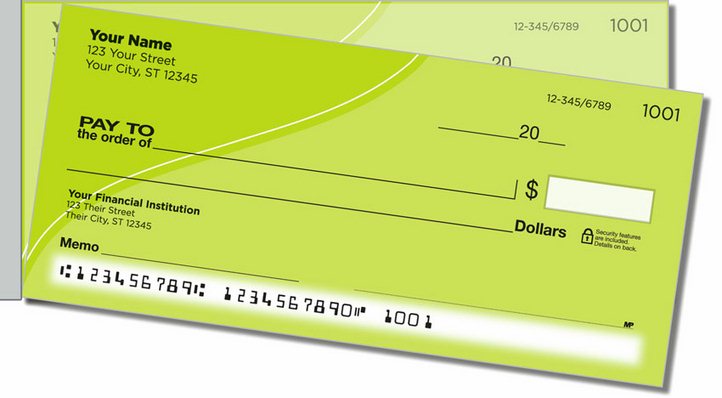 Green Curve Side Tear Personal Checks
