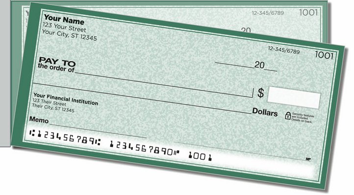 Green Sponge Pattern Side Tear Personal Checks