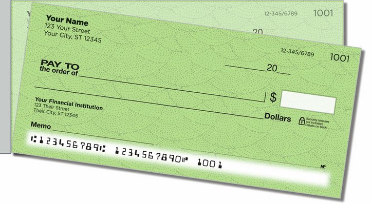 Green Stipple Side Tear Personal Checks