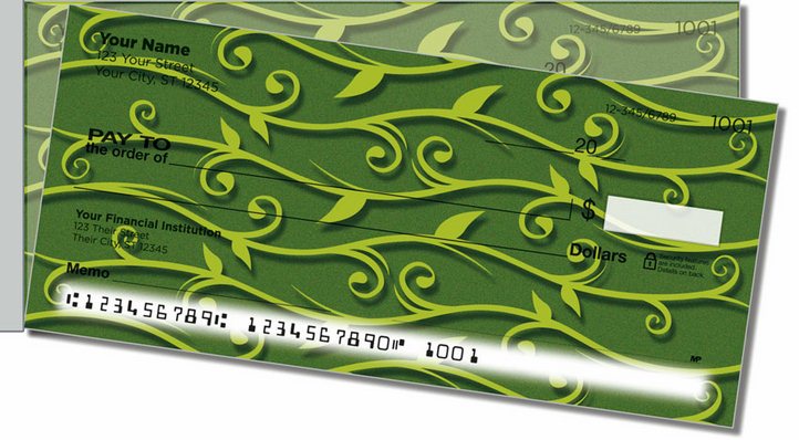 Green Vine Side Tear Personal Checks