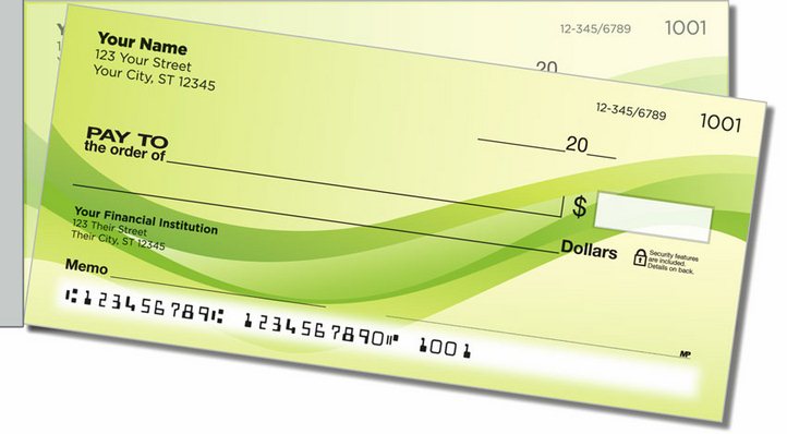 Green Wave Side Tear Personal Checks
