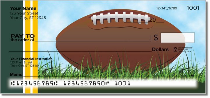Green and Gold Football Fan Personal Checks